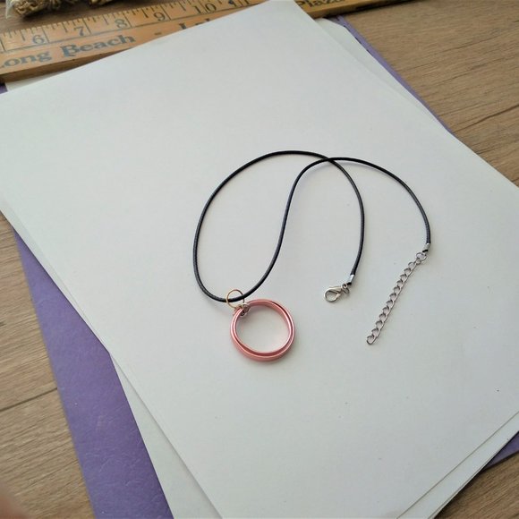 Coppertone spun aluminum disk with black rope adjustable chain handcrafted - Picture 5 of 6